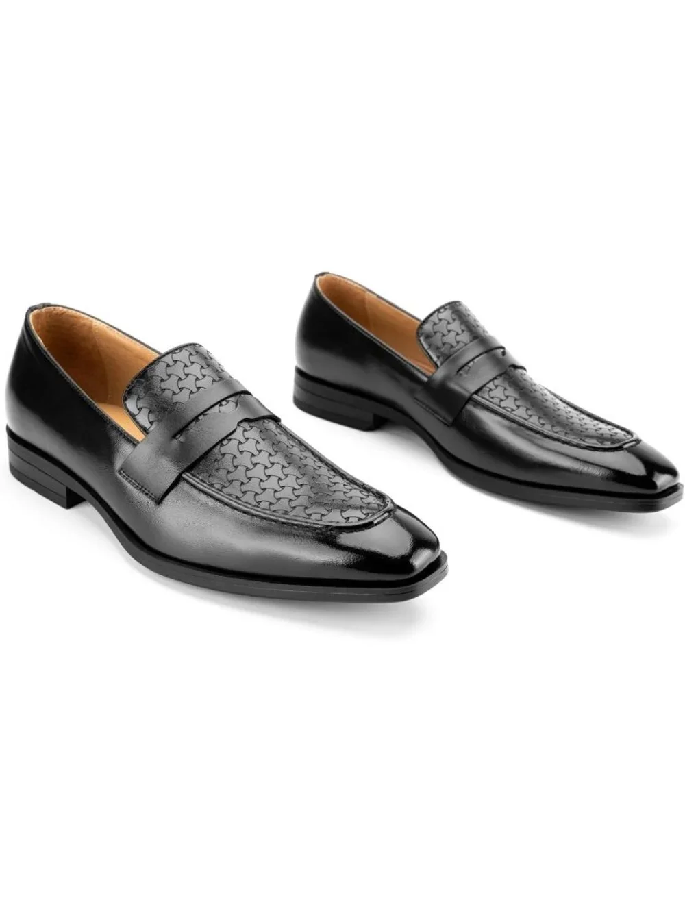 Men's Black71 Rubber Velvet Loafers Low Heels Round Toe Tuxedo Wedding Shoes